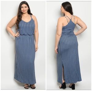 Plus Size Blue Pattern Maxi Dress 👗